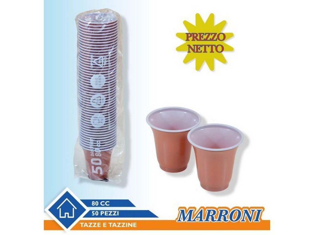 BICCHIERI MONOUSO MARRONI CAFFE' CC. 80 X 50 PZ. - 34137